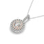 Pendentif en diamant halo rond en or blanc et rose 14k