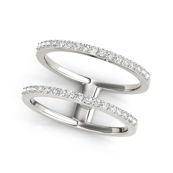 14k White Gold Dual Band Design Ring with Diamonds