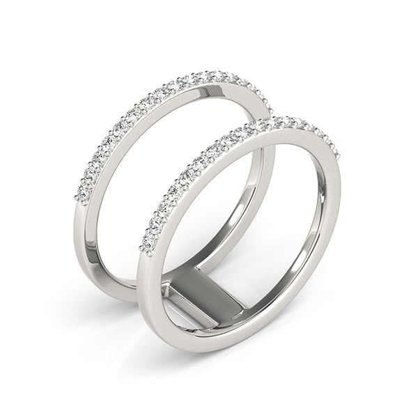 14k White Gold Dual Band Design Ring with Diamonds