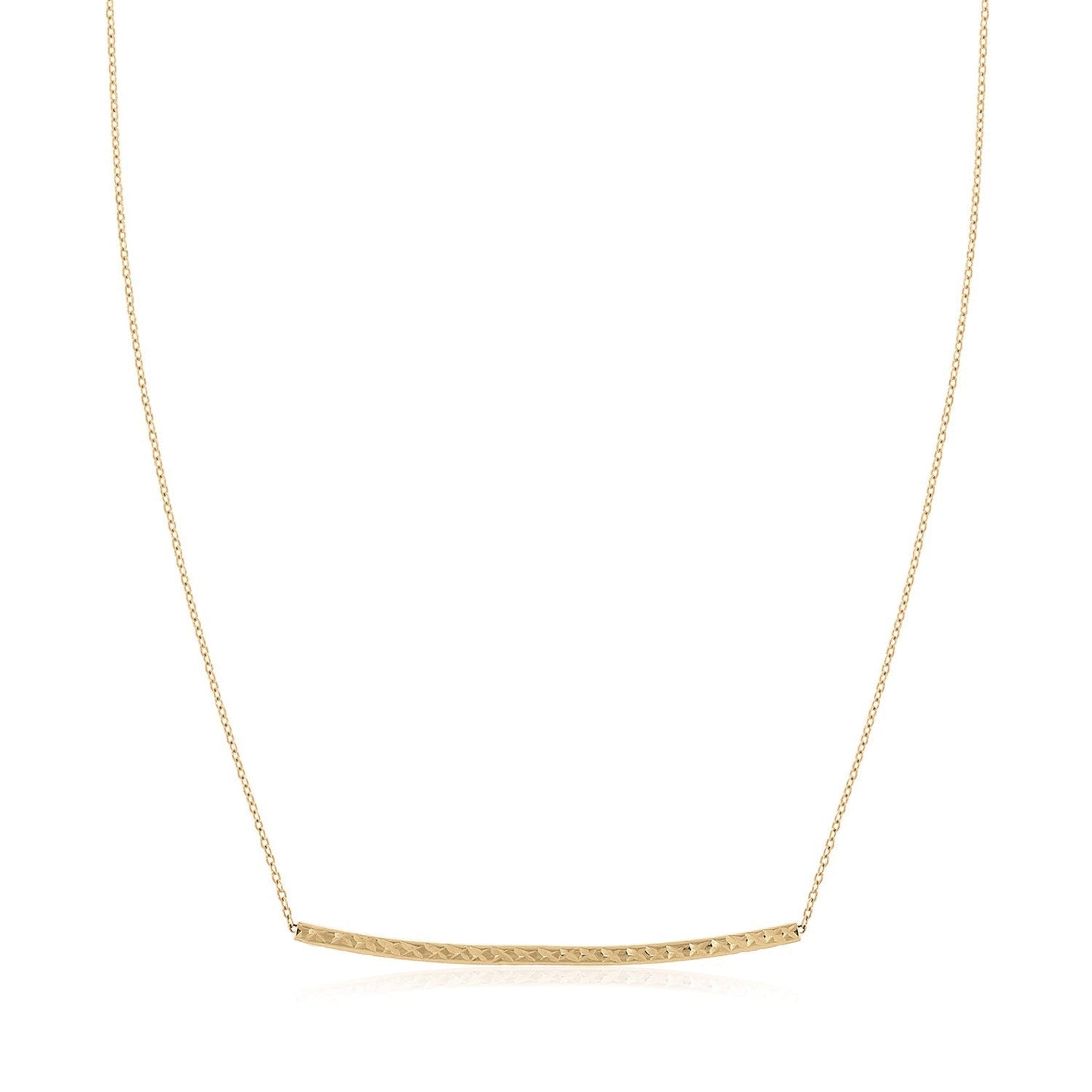 Collar de barra texturizada delgada de oro amarillo de 14k