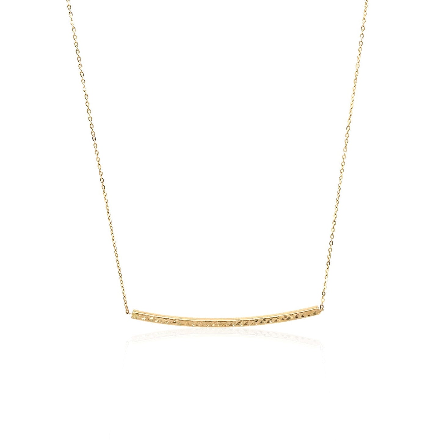 Collar de barra texturizada delgada de oro amarillo de 14k