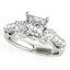 Bague de fiançailles en diamant à 3 pierres en or blanc 14 carats au design antique