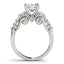 Bague de fiançailles en diamant à 3 pierres en or blanc 14 carats au design antique