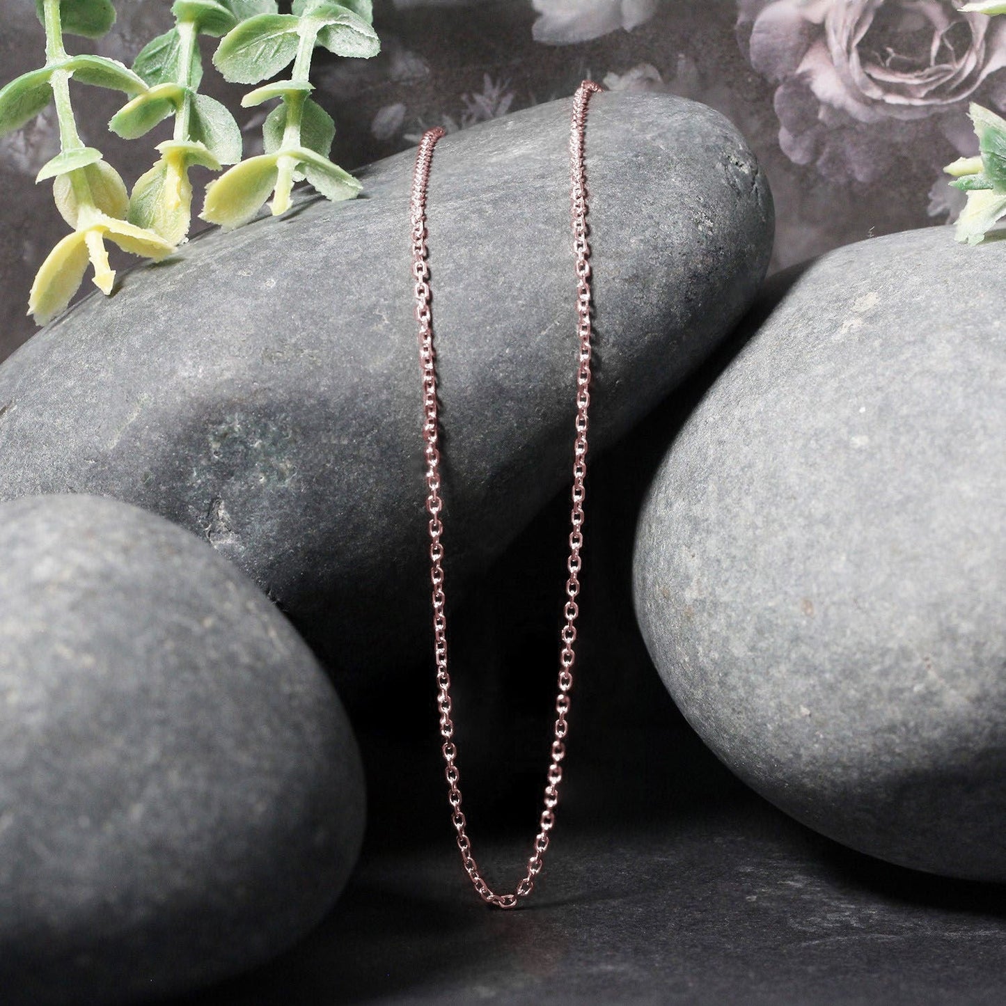 Chaîne en or rose 14 carats avec maillons en câble taillés en diamant - 1,3 mm