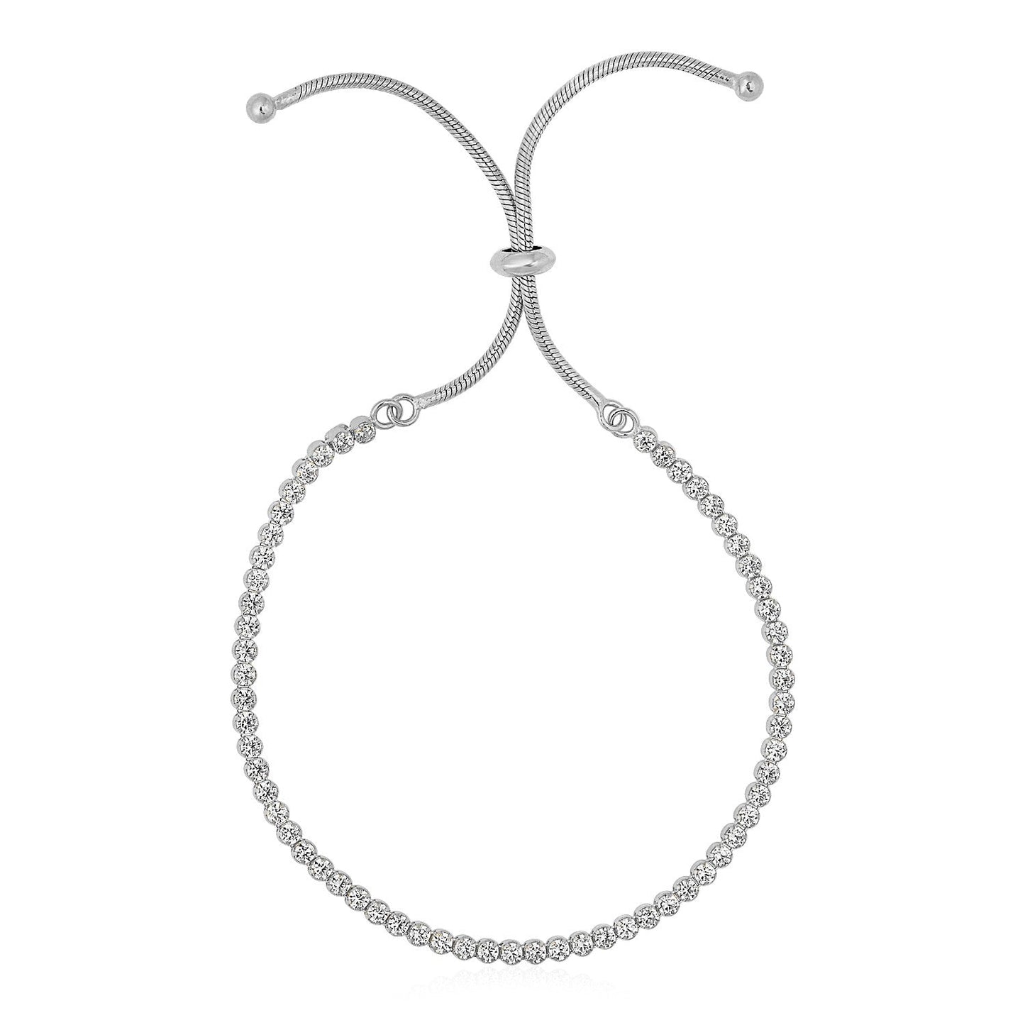 Pulsera Ajustable Estilo Tenis con Circonitas en Plata de Ley