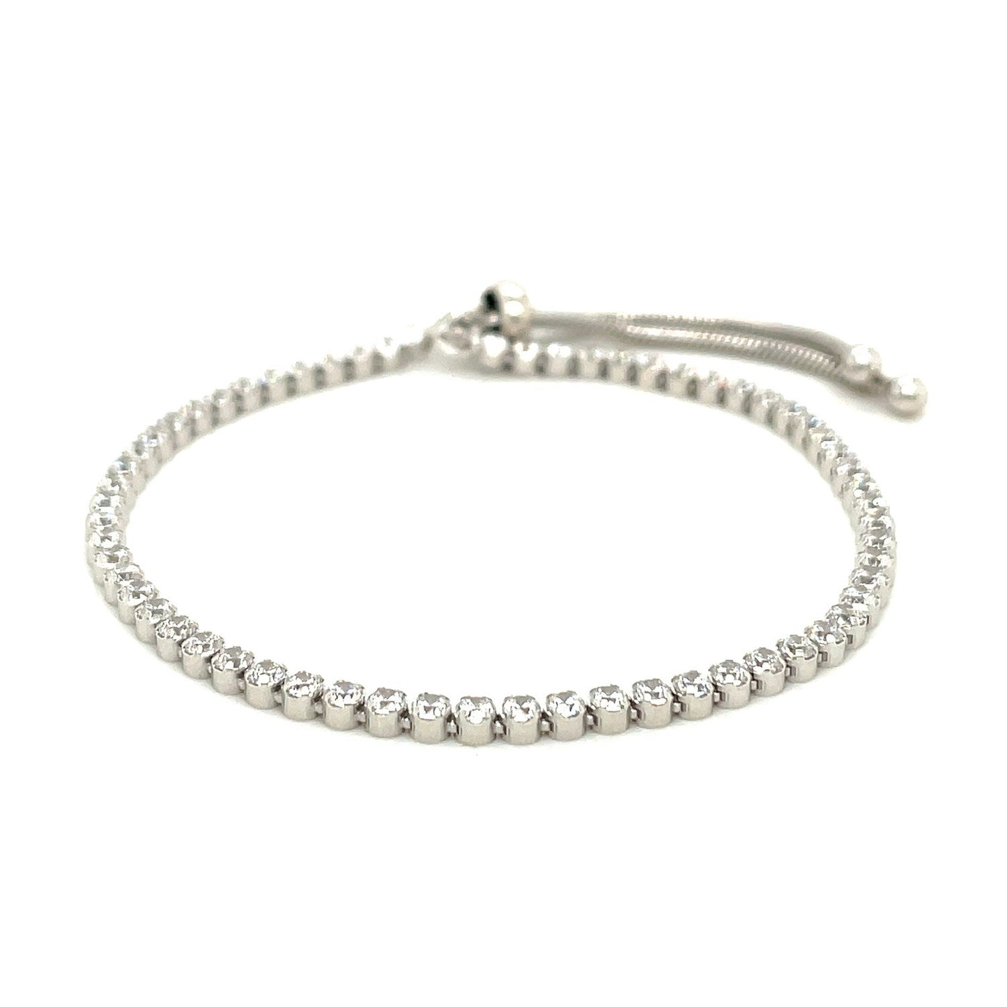 Pulsera Ajustable Estilo Tenis con Circonitas en Plata de Ley