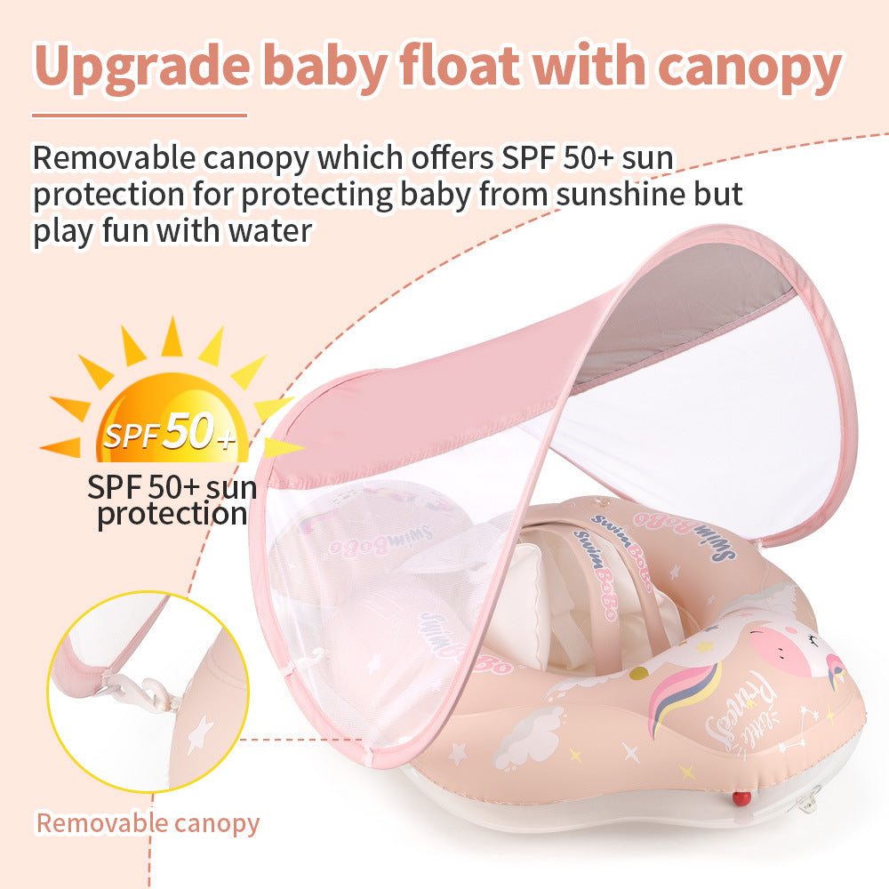 Swimbobo Baby Swimming Ring Lying Ring Children's Swimming Ring Armpit Ring Sunscreen Shade Pink Pony - Korvel