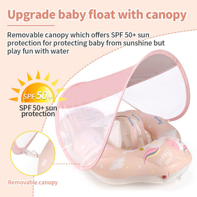Swimbobo Baby Swimming Ring Lying Ring Children's Swimming Ring Armpit Ring Sunscreen Shade Pink Pony - Korvel