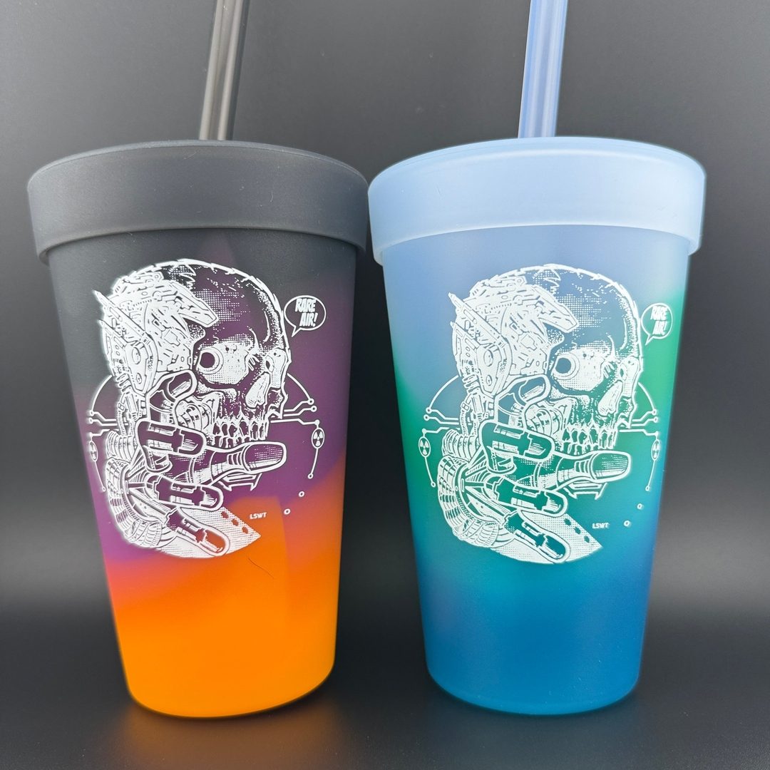 Vaso de Pintura con Popote de Silicona (16 Oz) - Diseño STRATUS