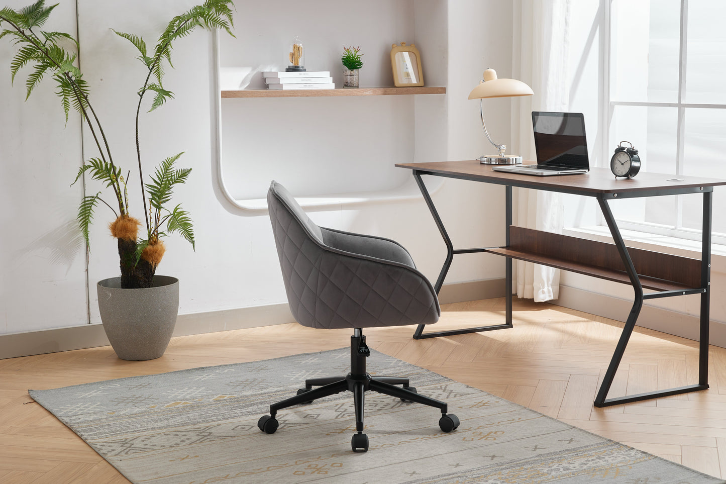 Velvet Office Desk Chair, Modern Home Desk Chair with Wheels , Vanity Chairs for Living Room, Bedroom,Study Room - Korvel