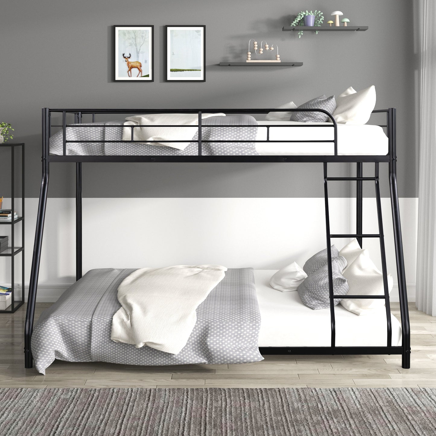 Metal Twin over Full Bunk Bed/ Heavy-duty Sturdy Metal/ Noise Reduced/ Safety Guardrail/ CPC Certified/ No Box Spring Needed - Korvel