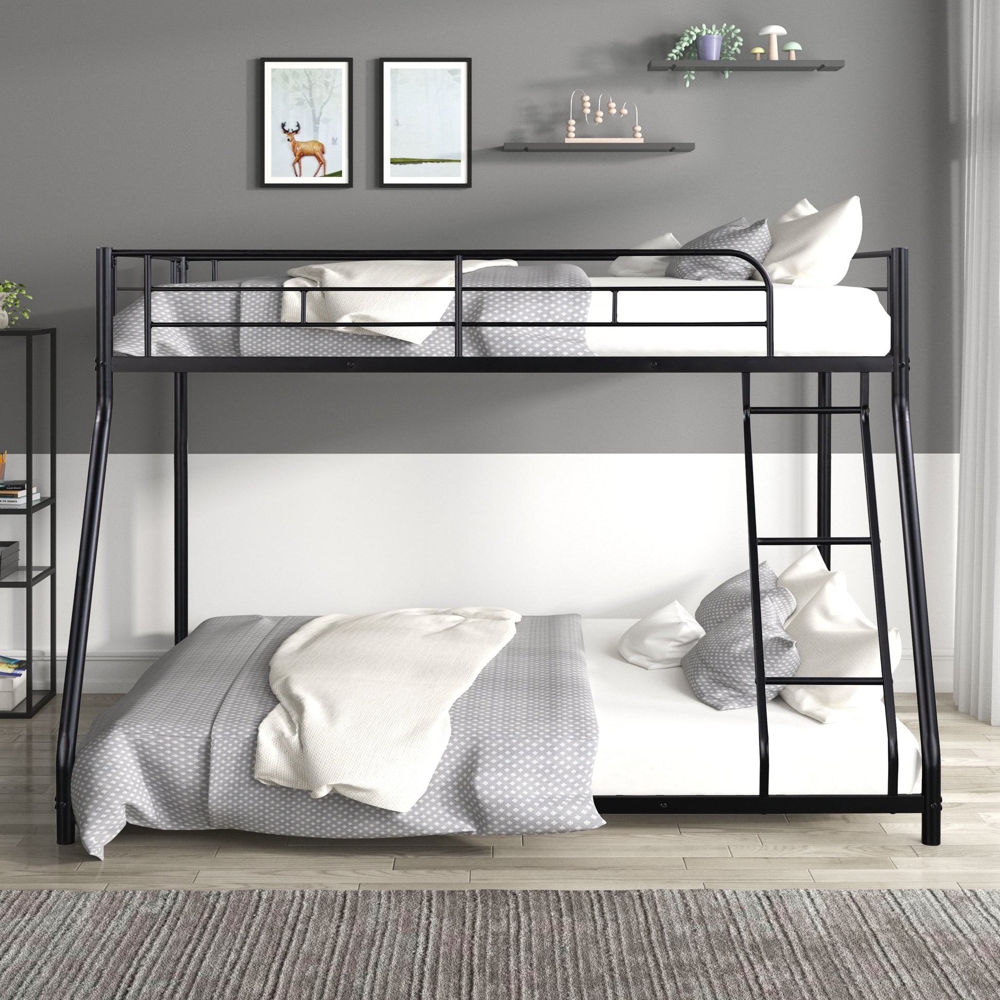 Metal Twin over Full Bunk Bed/ Heavy-duty Sturdy Metal/ Noise Reduced/ Safety Guardrail/ CPC Certified/ No Box Spring Needed - Korvel
