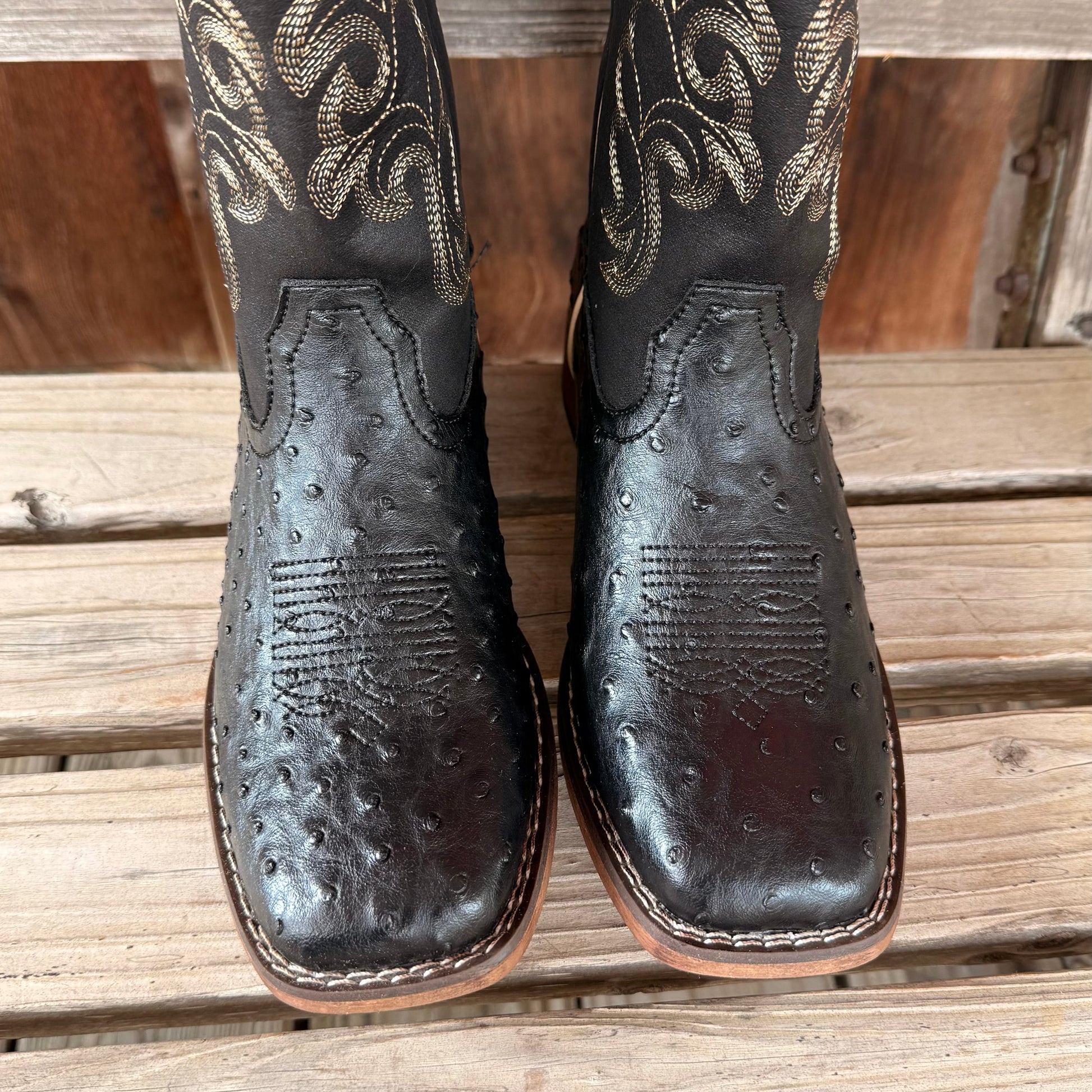 Elegant Black Faux Ostrich Women's Boots by Roper - Korvel