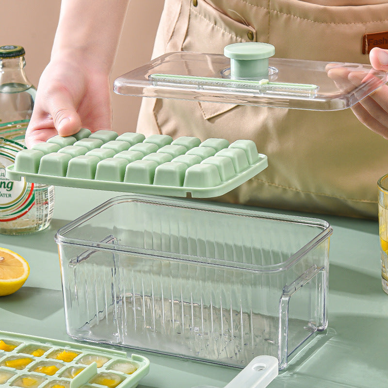 Press Type Ice Cube Ice Box Refrigerator Ice Cube Artifact Silicone Mold With Cover Household Sealed Food Grade Ice Maker - Korvel