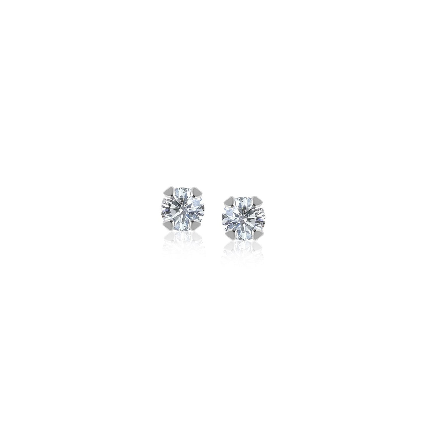 Pendientes de Stud de Circonita Blanca de 14k en Oro Blanco de 2mm