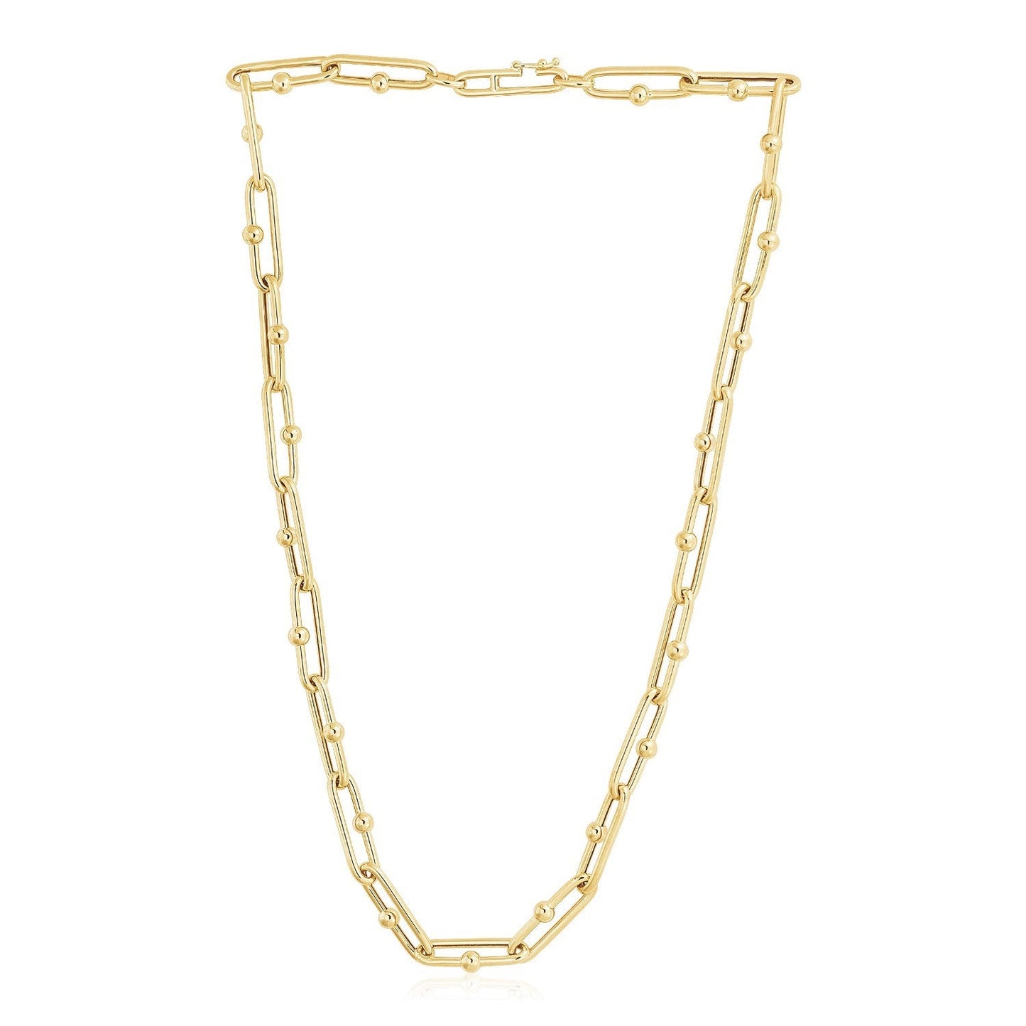 Collar de eslabones alargados de papel en oro amarillo de 14k con alto pulido