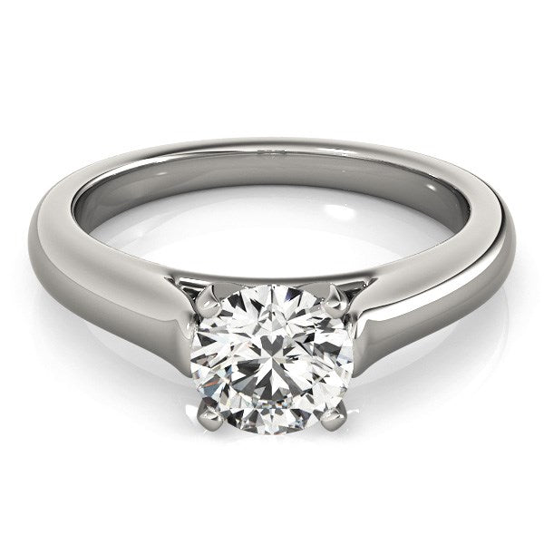 Anillo de Compromiso de Diamante Solitario con Diseño Catedral en Oro Blanco de 14k
