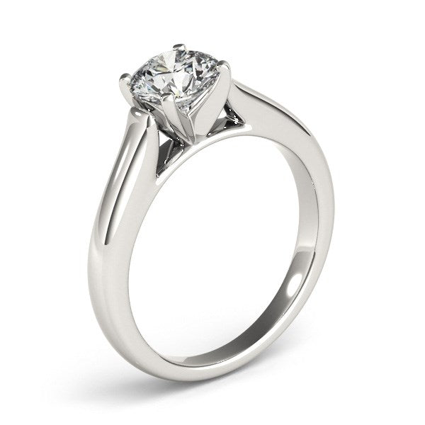 Anillo de Compromiso de Diamante Solitario con Diseño Catedral en Oro Blanco de 14k