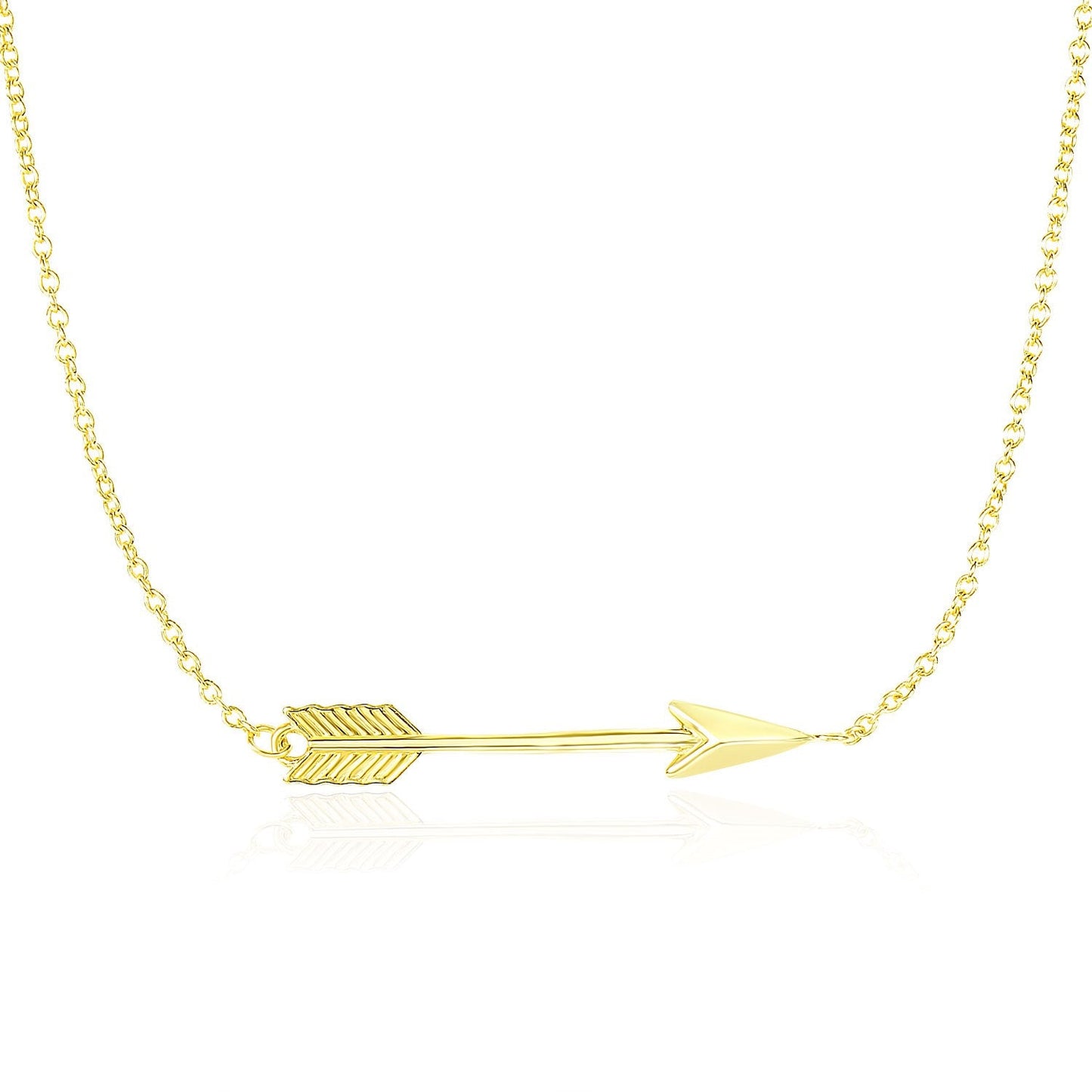 Collier en chaîne en or jaune 14 carats avec pendentif flèche horizontal