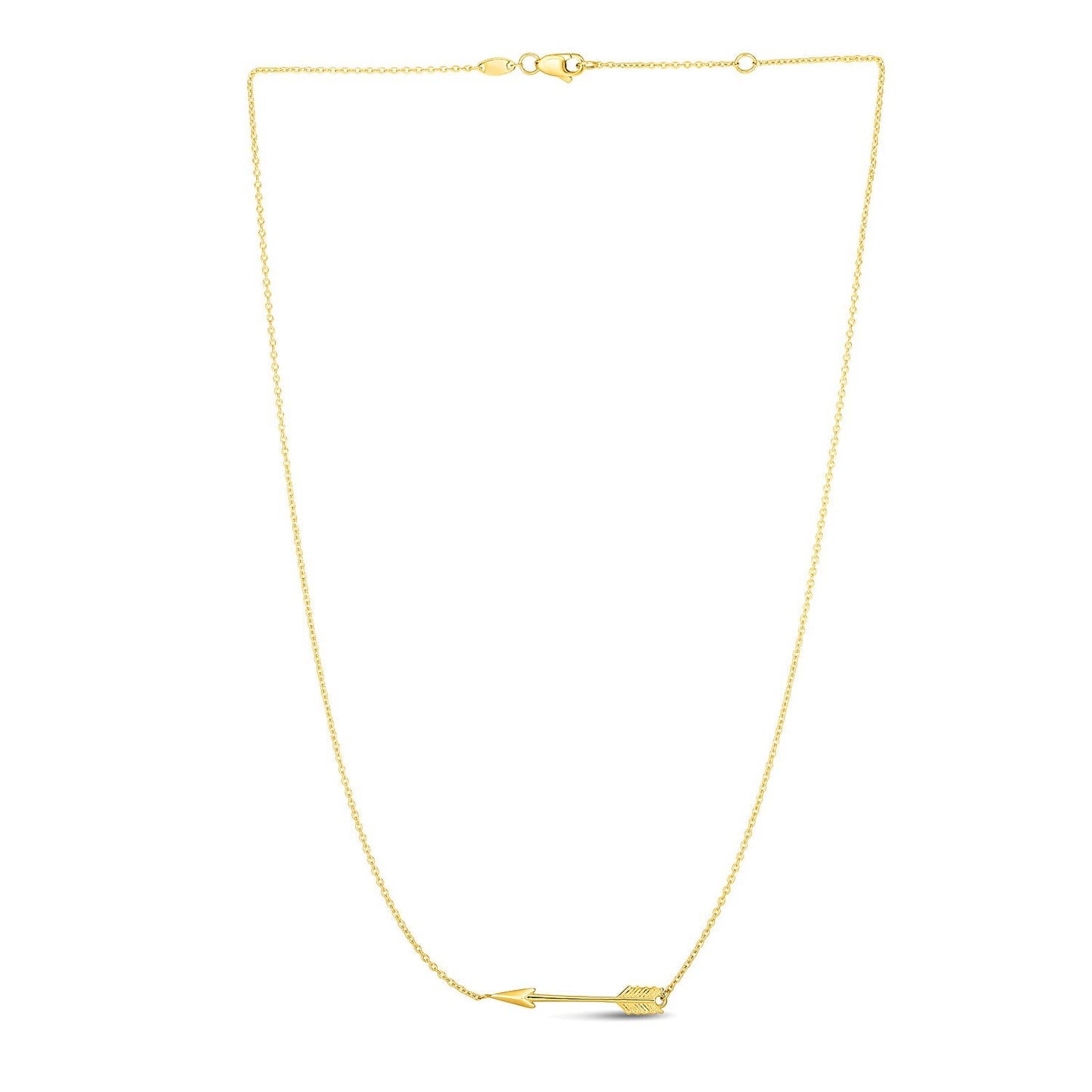 Collier en chaîne en or jaune 14 carats avec pendentif flèche horizontal