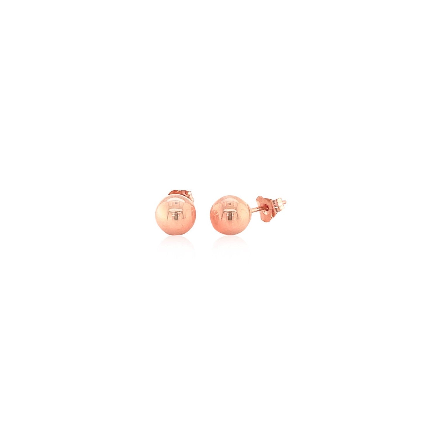 14k Rose Gold Classic Round Shape Stud Earrings - 6.0 mm