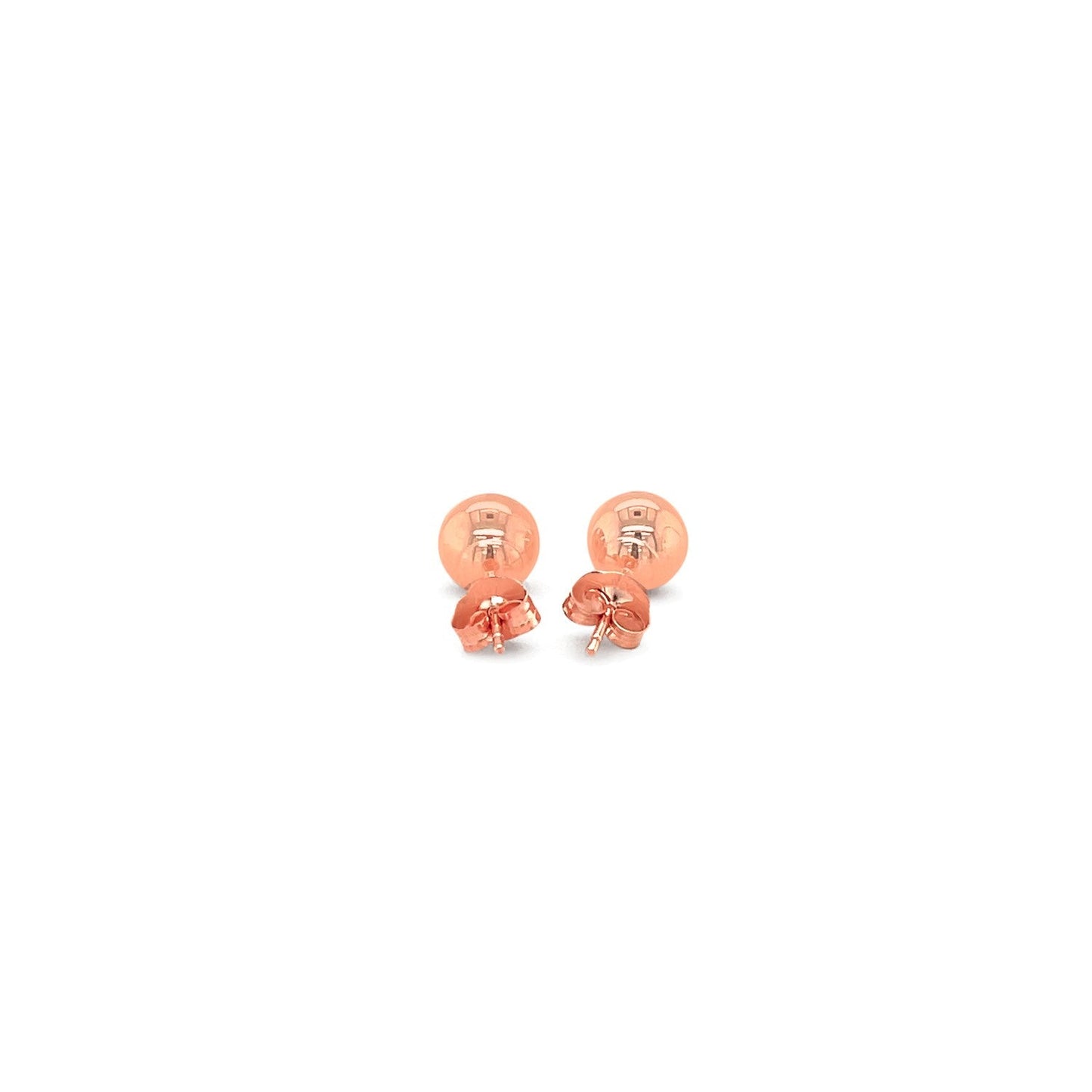 14k Rose Gold Classic Round Shape Stud Earrings - 6.0 mm