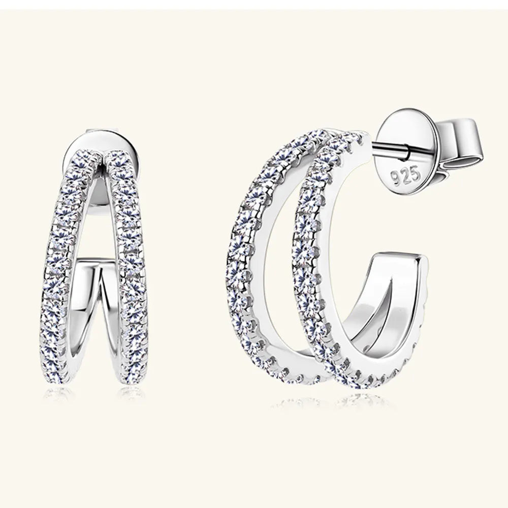 Moissanite 925 Sterling Silver C-Hoop Earrings - Korvel