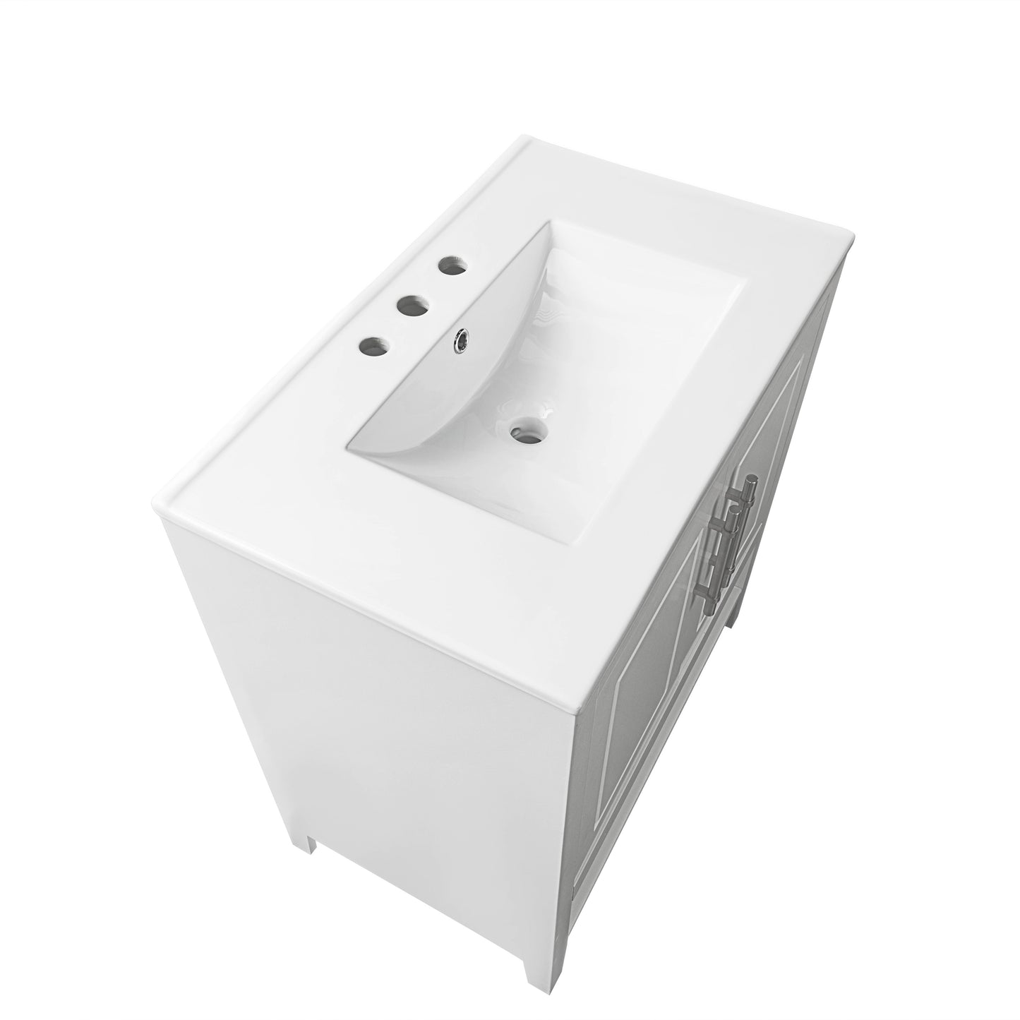 30" Bathroom Vanity with Sink  Multi-functional Bathroom Cabinet with Doors and Drawers Solid Frame and MDF Board, White - Korvel