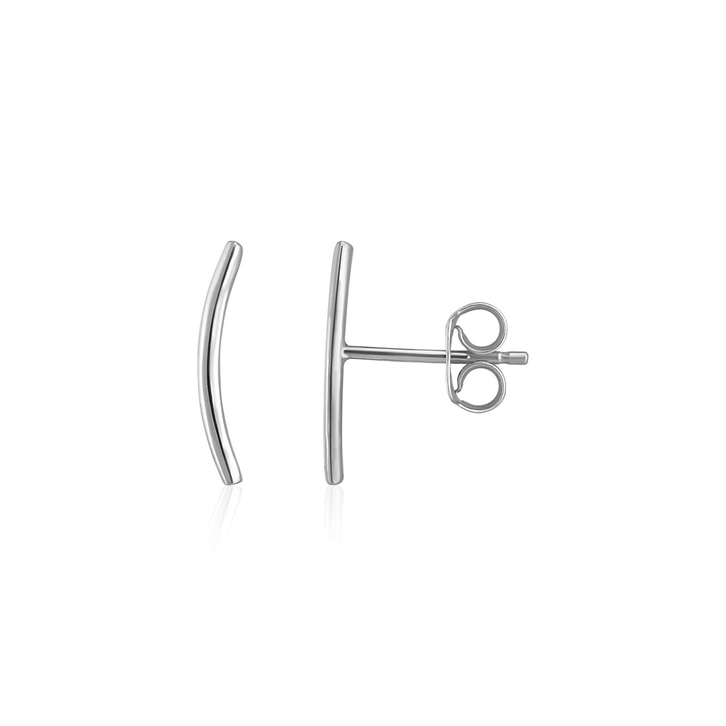 Pendientes de aro curvados en oro blanco de 14k