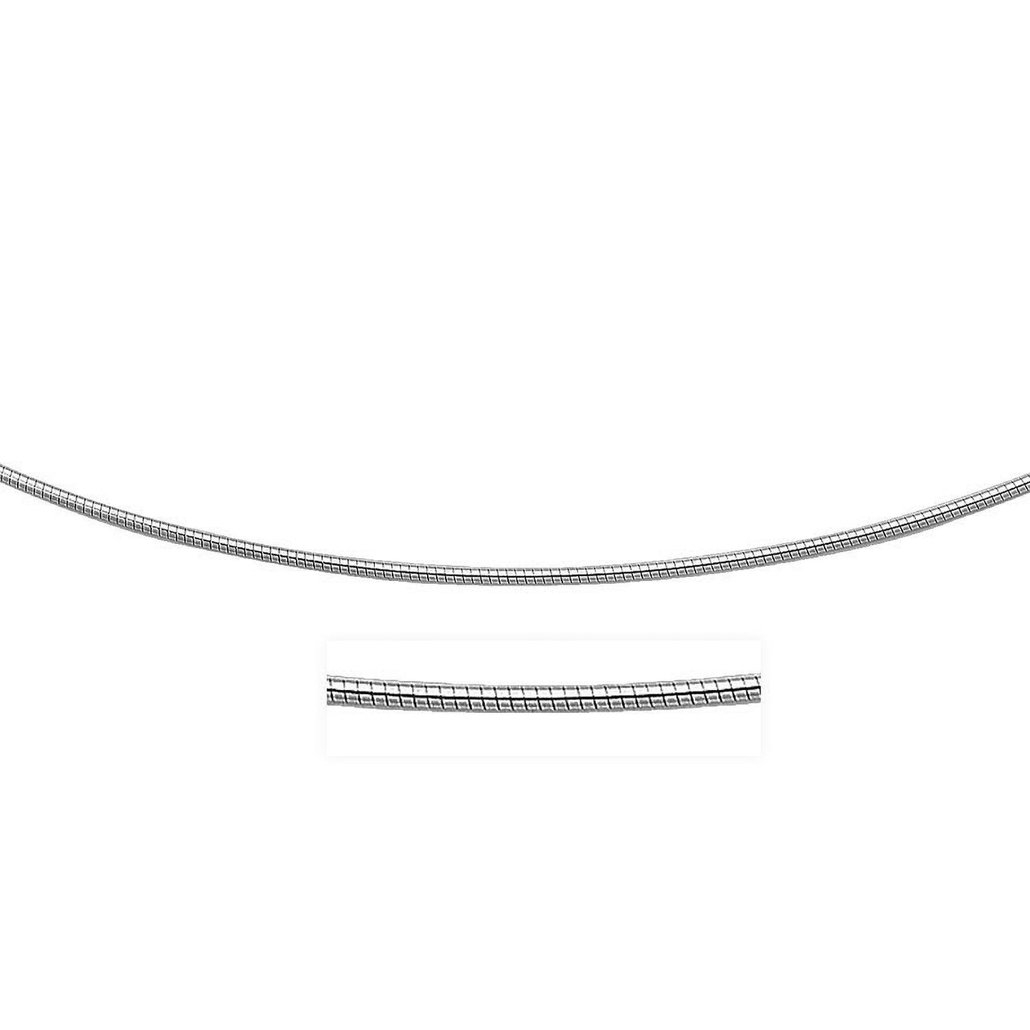 Collier Omega Rond en Argent Sterling avec Plaquage Rhodium