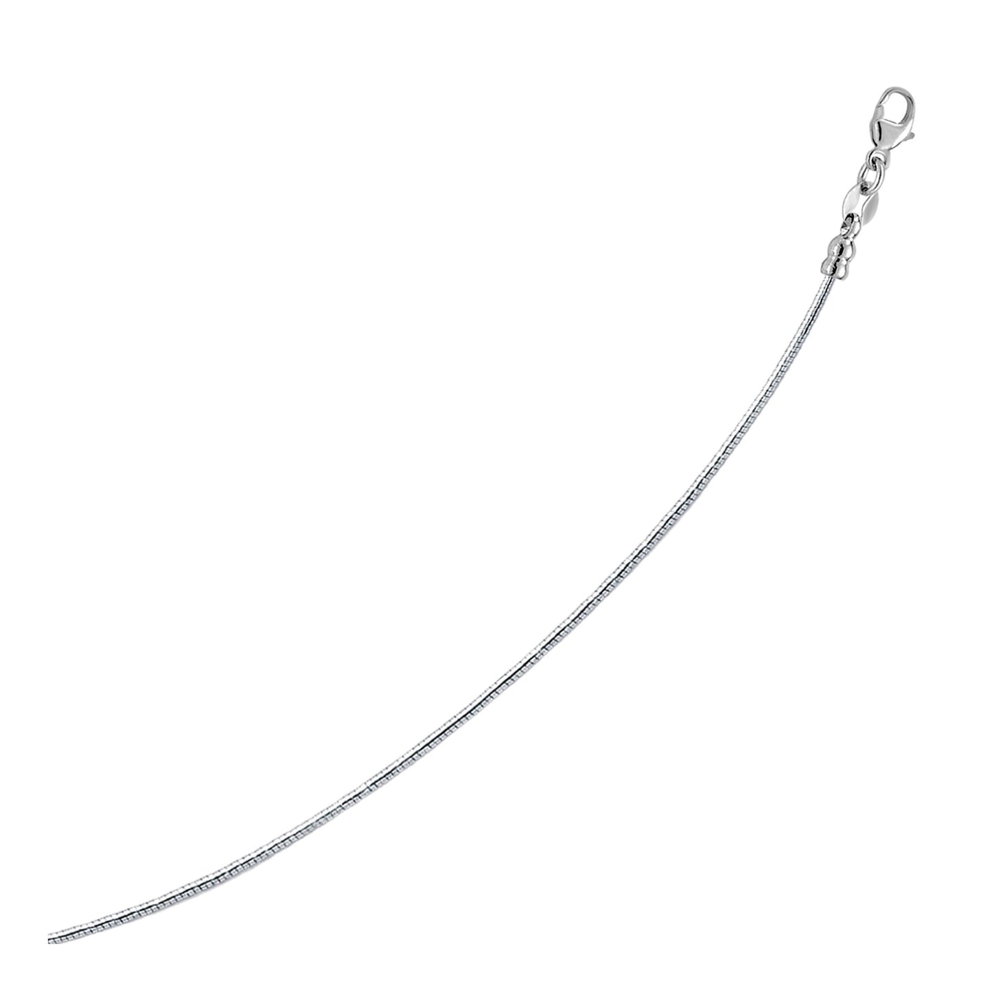 Collier Omega Rond en Argent Sterling avec Plaquage Rhodium