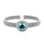 Bracelet jonc en texture popcorn avec topaze bleue et diamants