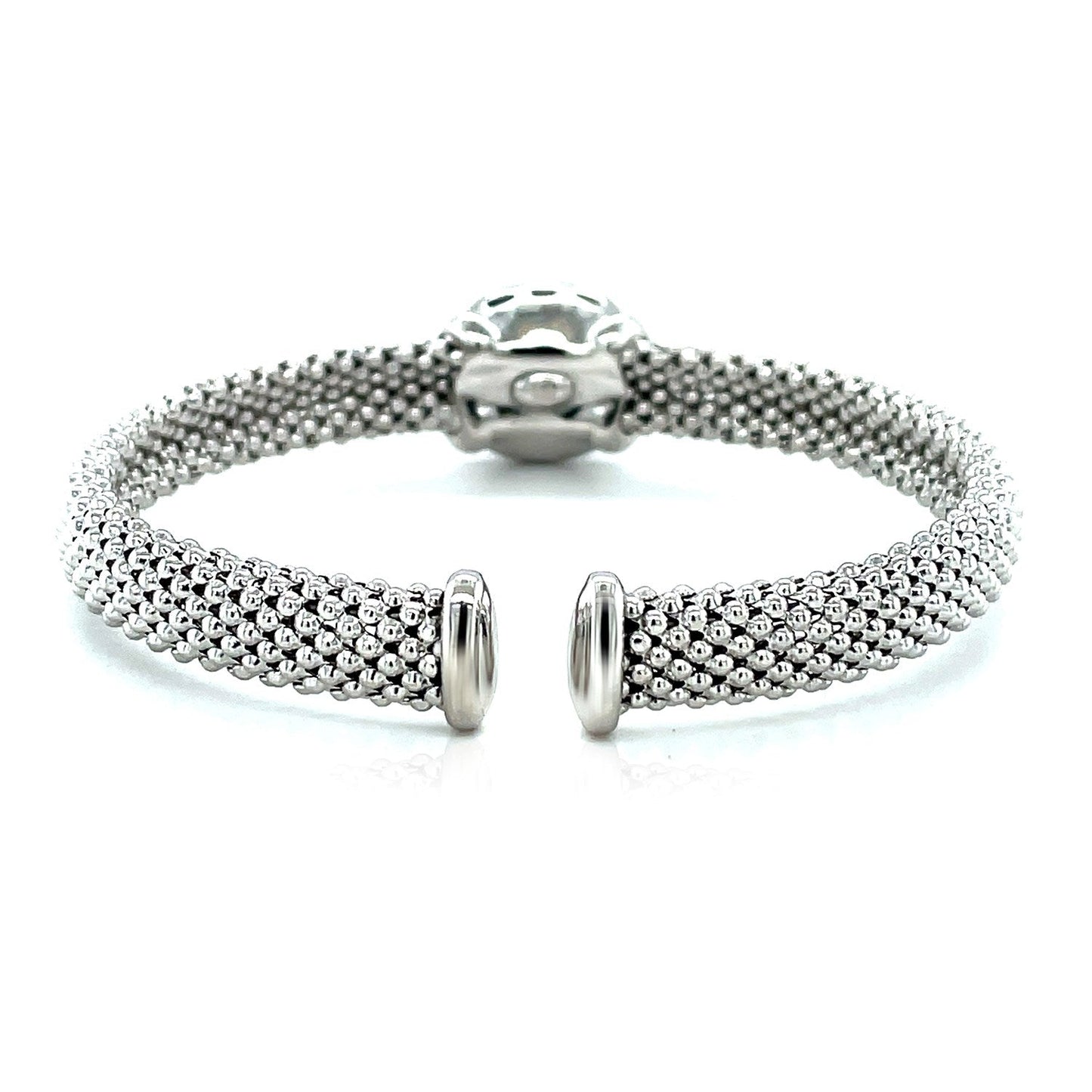 Bracelet jonc en texture popcorn avec topaze bleue et diamants