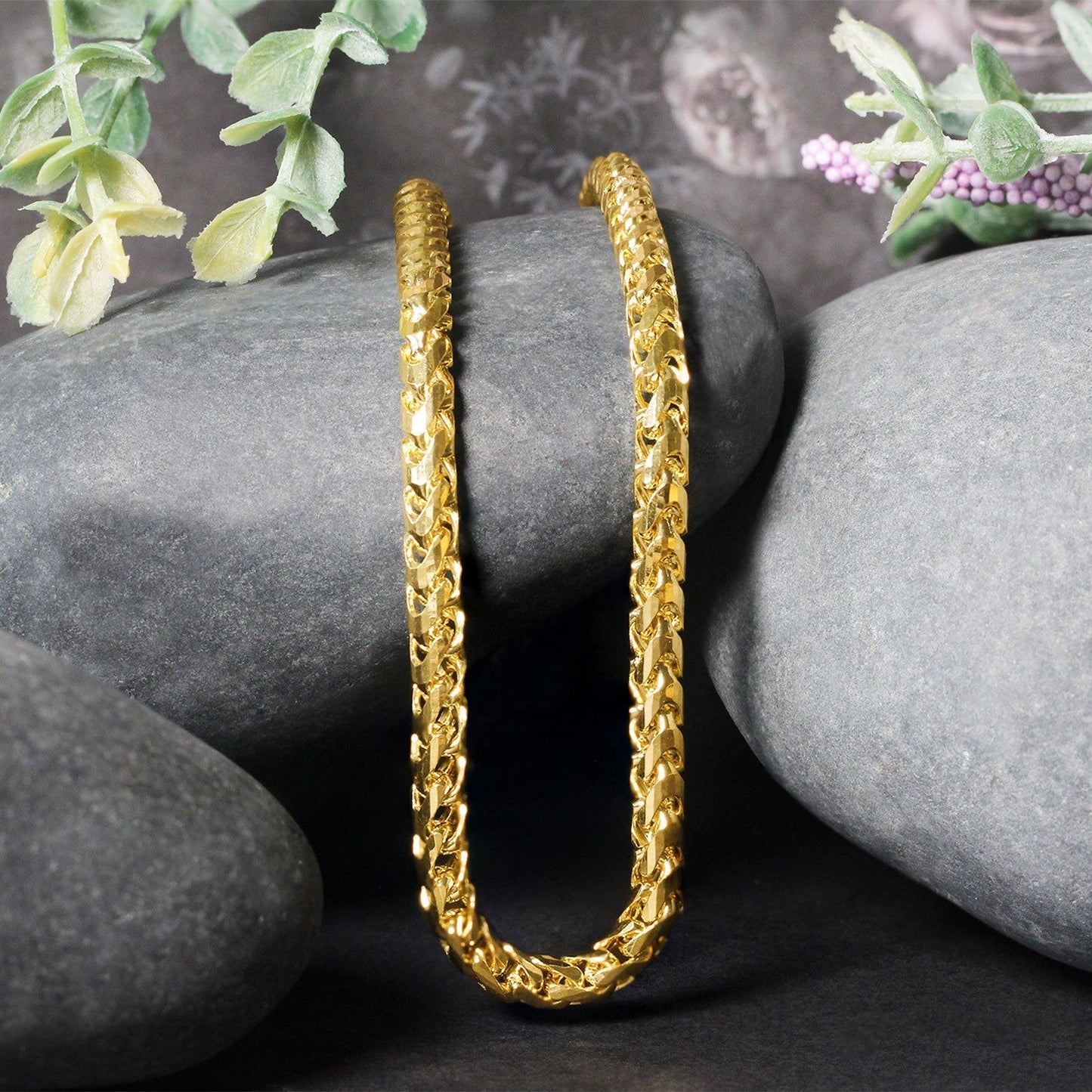 Cadena Franco de Corte de Diamante de Oro Amarillo de 14k - 4.6mm