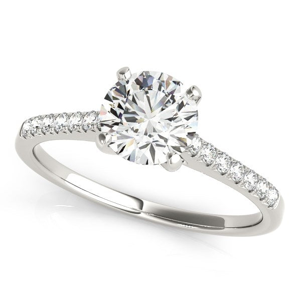 Anillo de Compromiso de Diamantes con Diseño Escallopado en Oro Blanco de 14k