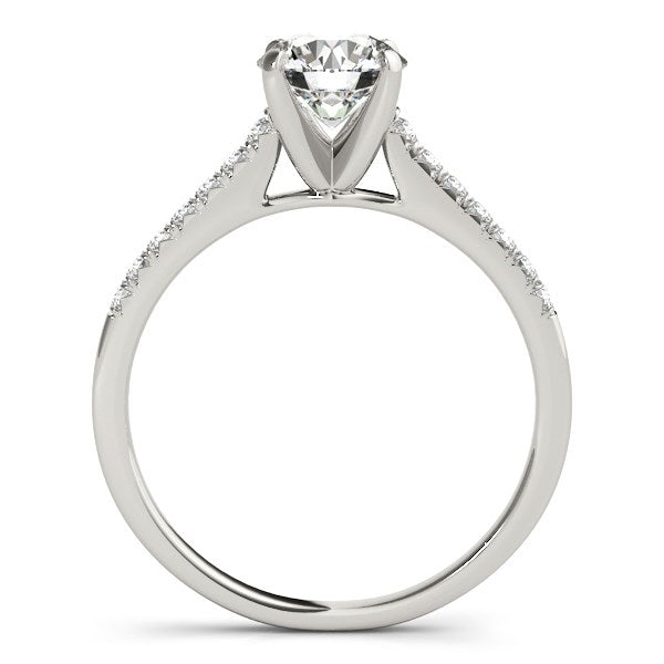 Anillo de Compromiso de Diamantes con Diseño Escallopado en Oro Blanco de 14k