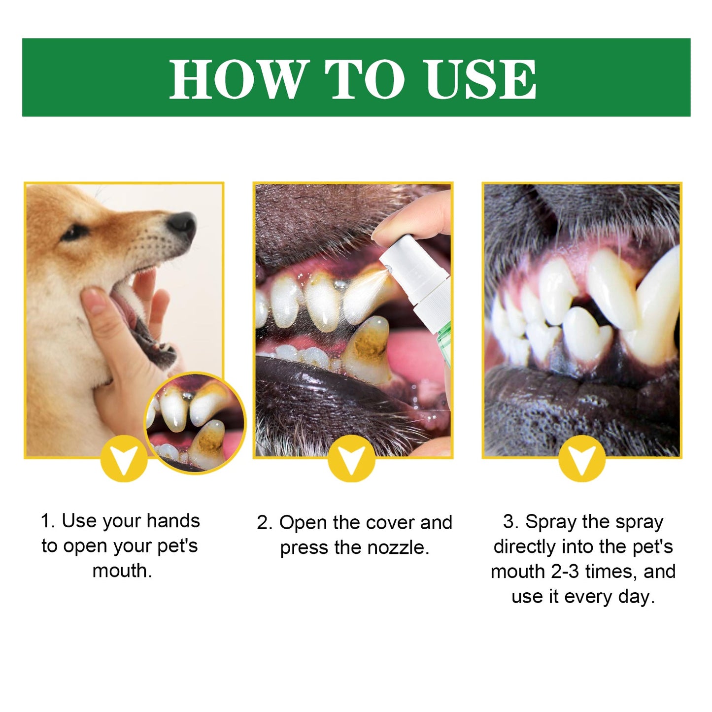Pet Tooth Deodorizer Spray, Cats And Dogs Universal Mouth Cleaning Breath Freshening Spray - Korvel