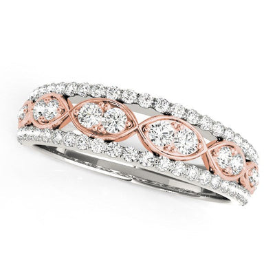 14k White and Rose Gold Double Diamond Infinity Band