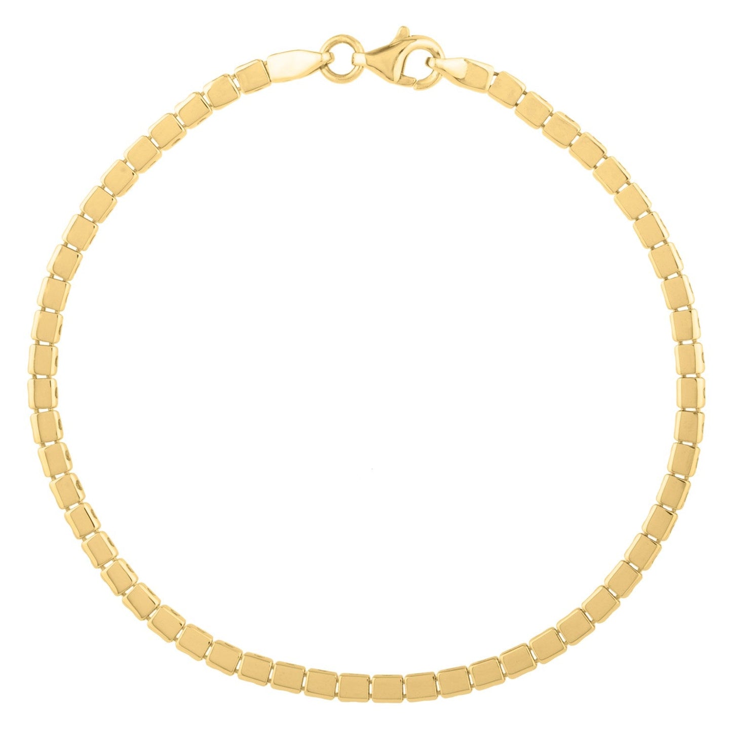 Pulsera Mini Cubo de Oro Amarillo de 14k - 7 Pulgadas