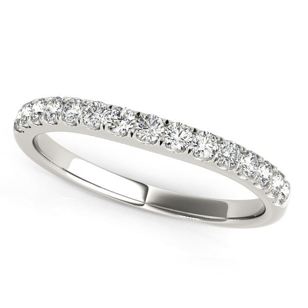 14k White Gold Pave Set Diamond Wedding Band