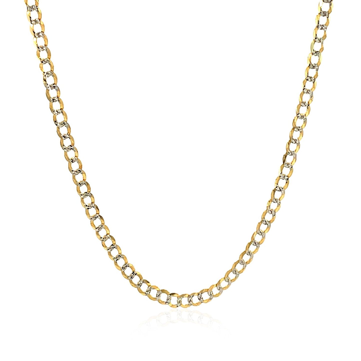 Chaîne Curb Pave en Or Bicolore 14k - 2,6 mm