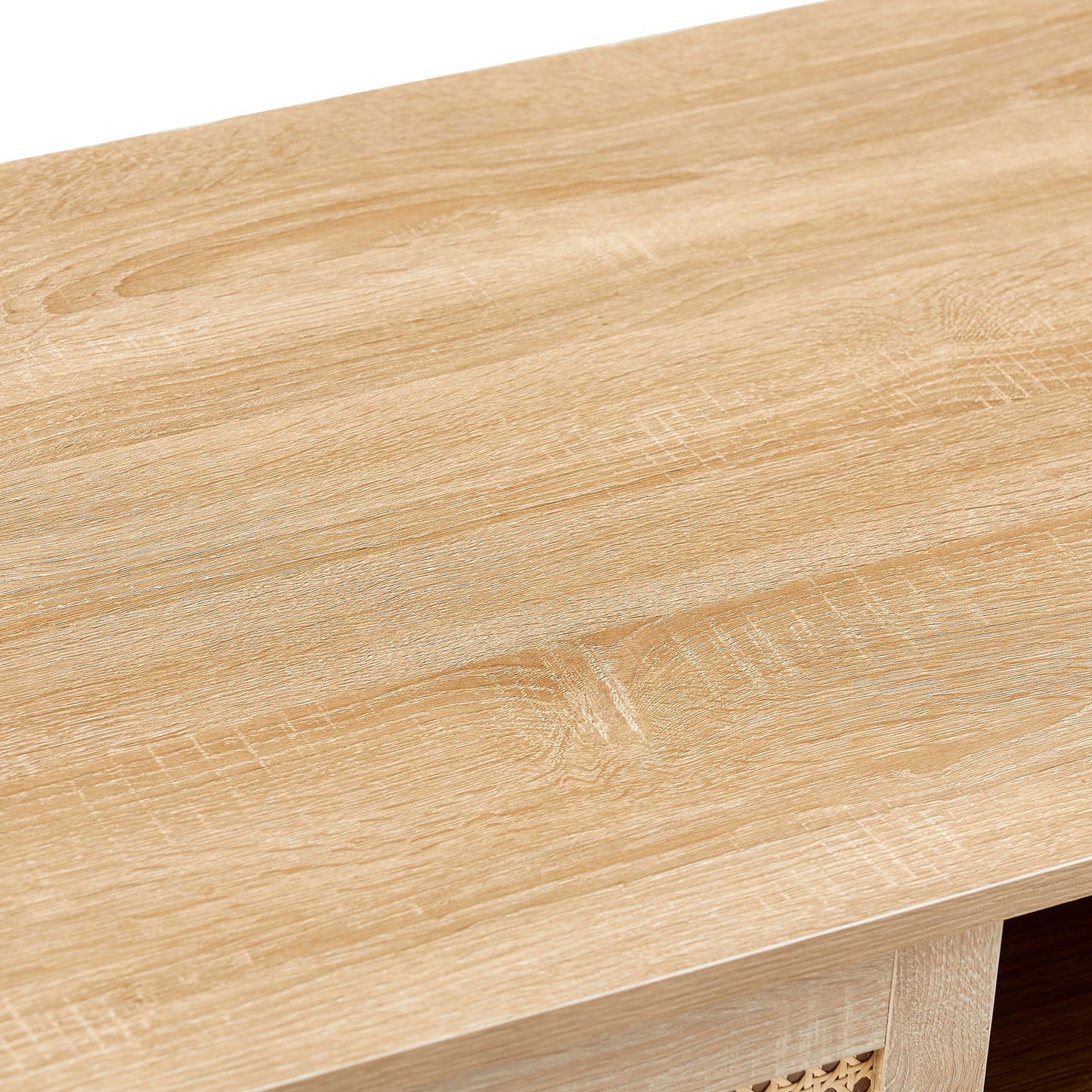 41.34" Modern Rattan Coffee Table with Sliding Door Storage