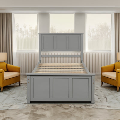 Gray Platform Bed with Twin Size Trundle Frame
