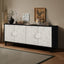 Vintage White Large Faceted Carved Sideboard with Black Frames
