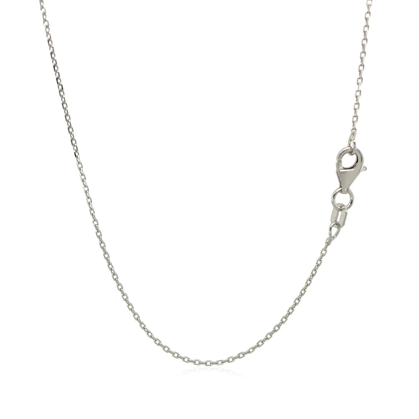 18k White Gold Diamond Cut Cable Link Chain - 0.75 mm