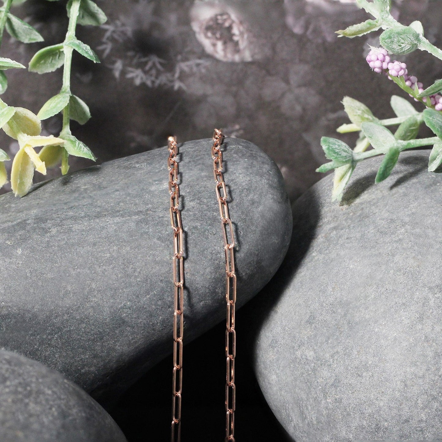 Collier en Chaîne Paperclip Délicat en Or Rose 14K
