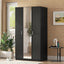 Elegant 3-Door Wardrobe with Mirror and Shelves in Black
