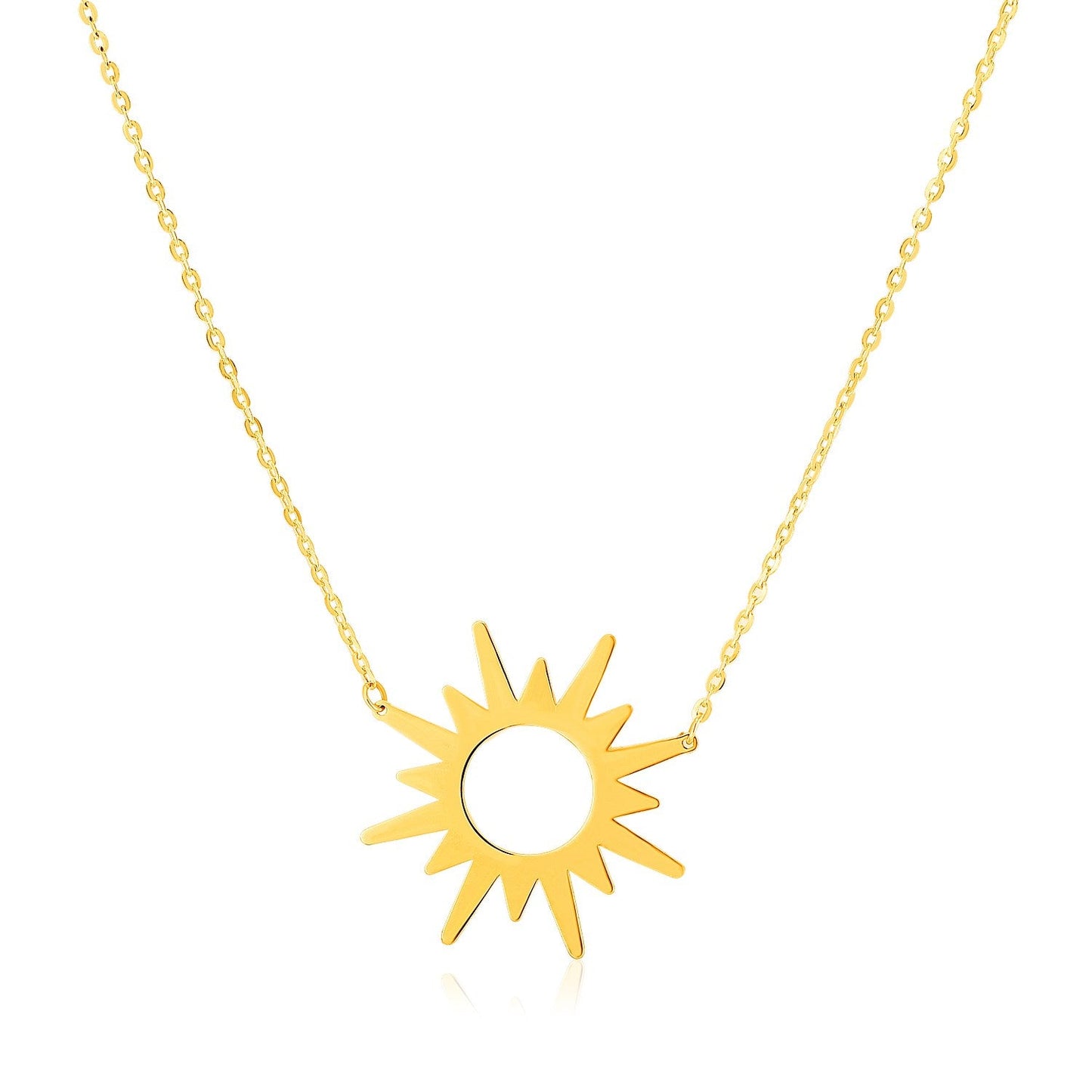 Collier en or jaune 14 carats en forme de soleil