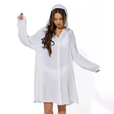 Premium Button Down Hooded Cover-Up