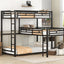 L-shaped Metal Triple Twin Size Bunk Bed, Black - Korvel